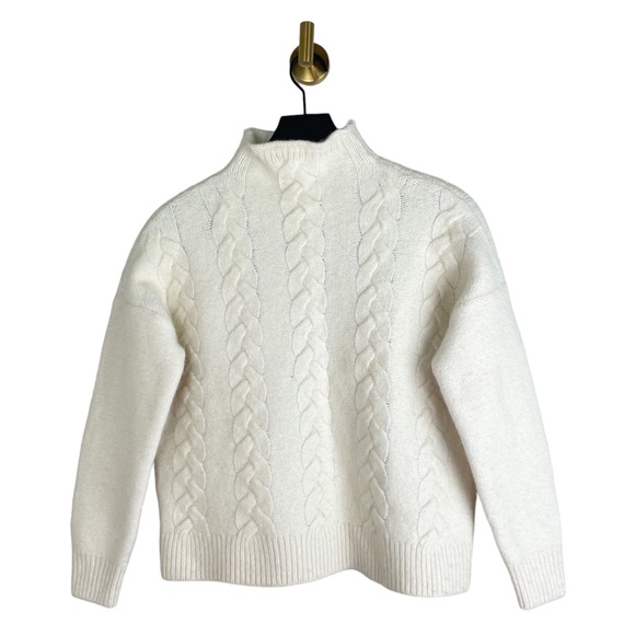 Madewell Grenville Cable Knit Mock Neck Sweater in Antique Cream - Picture 5 of 7